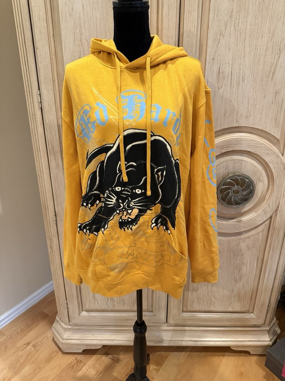 Ed Hardy Black And Gold Panther Hoodie Men’s Size XXLarge Nwt